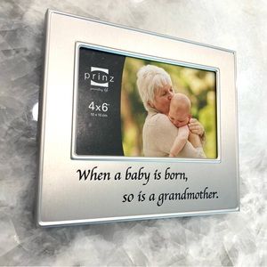 Prinz A Grandmother Is Born 4inch by 6inch Metal Sentiment Picture Frame Silver